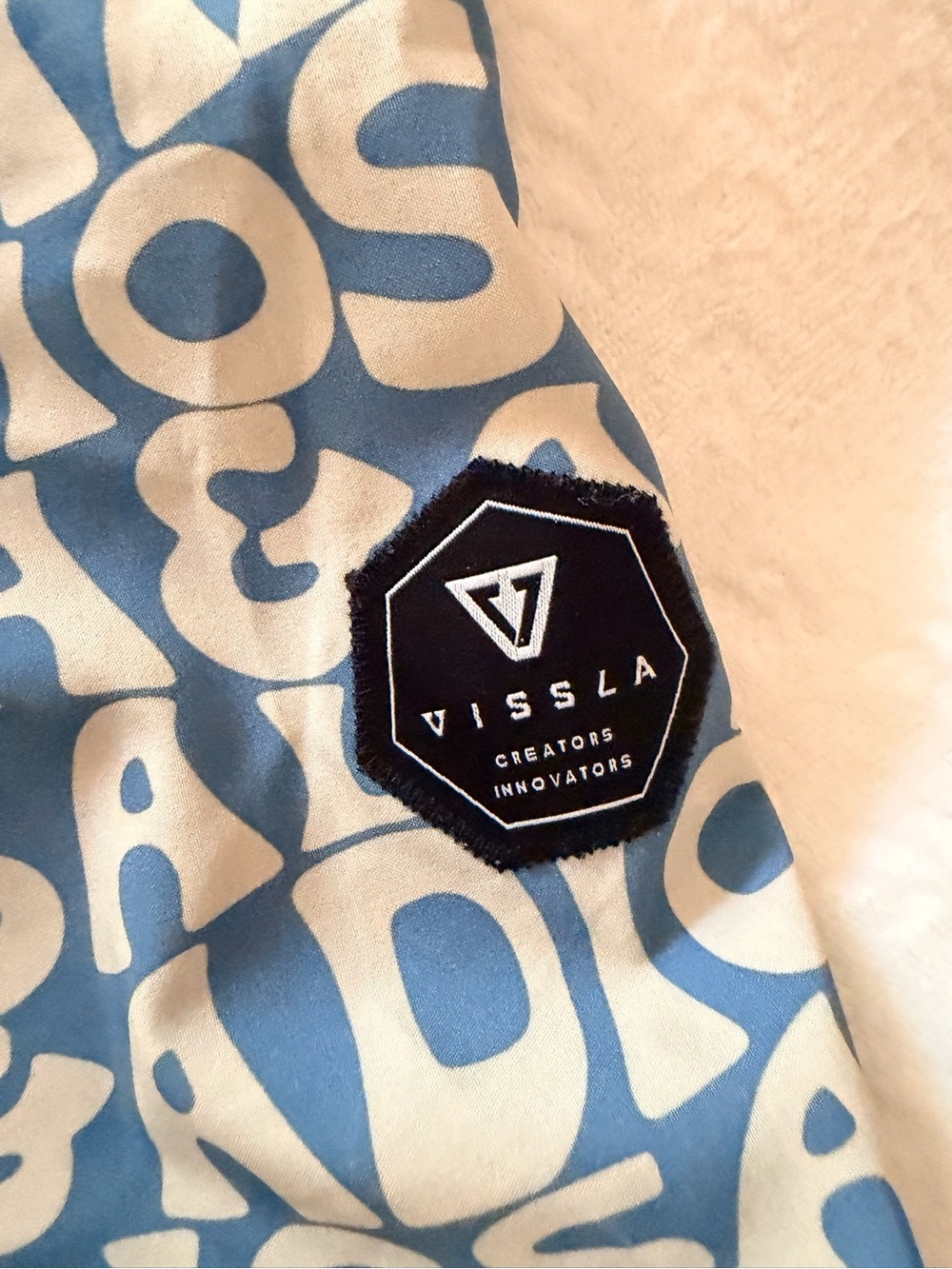 VISSLA Blue and White Logo Patch Surf Shirt | Medium - Picture 6 of 6
